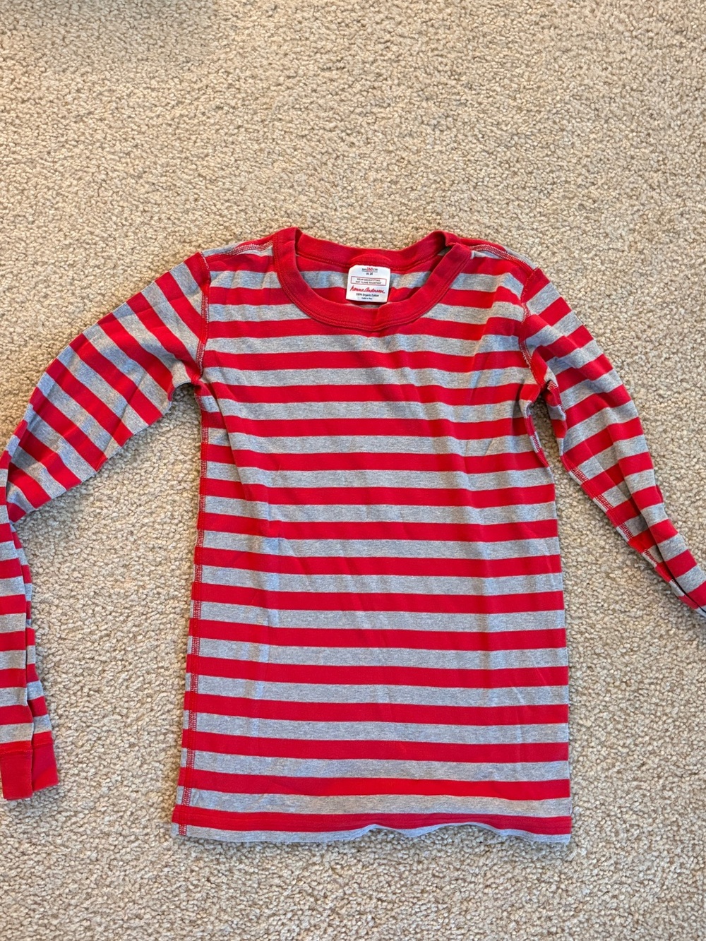 Hanna Andersson Red & Gray Striped Long-Sleeve Pajama Set